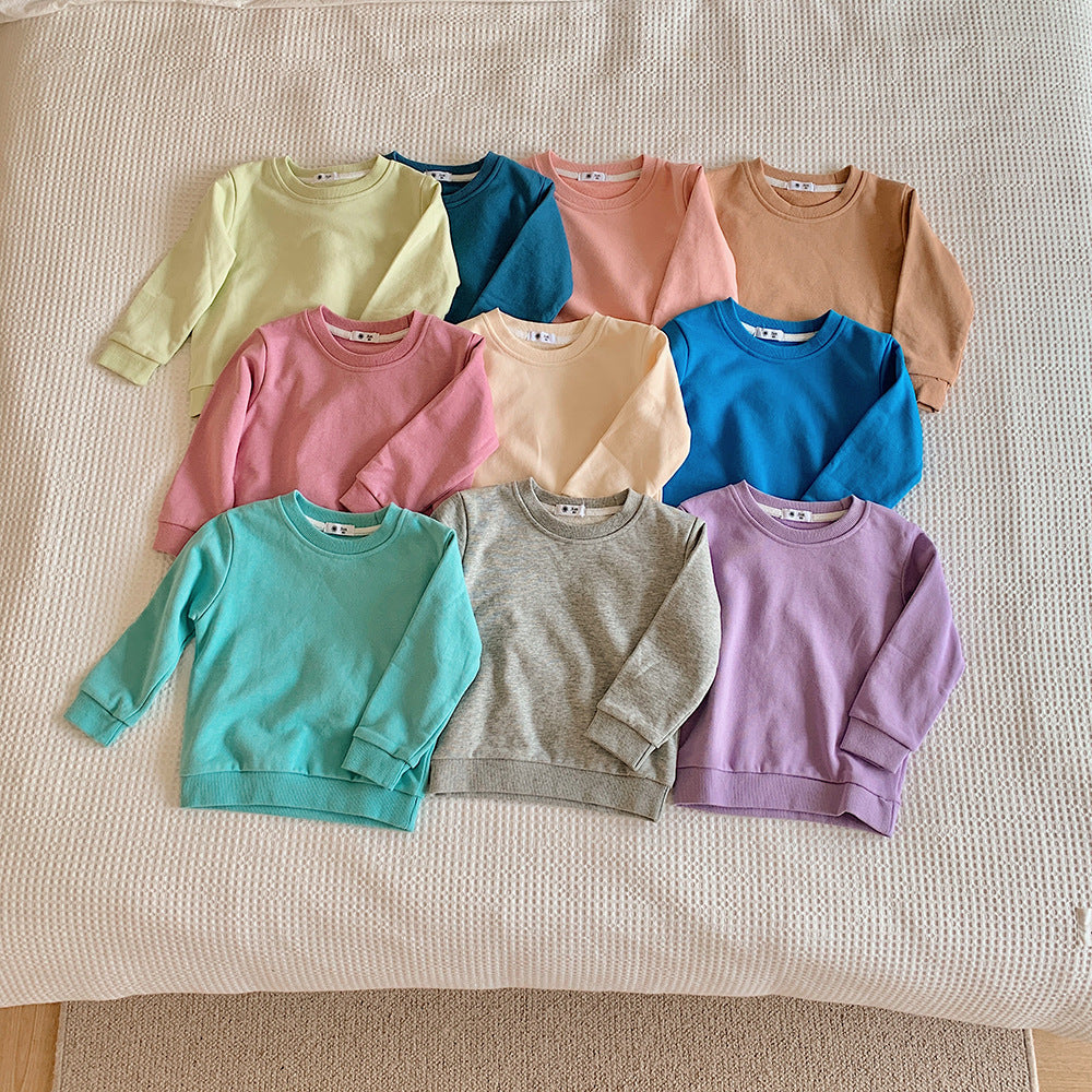[602112-A] - Atasan Sweater Crewneck Polos Import Anak Perempuan - Motif Plain