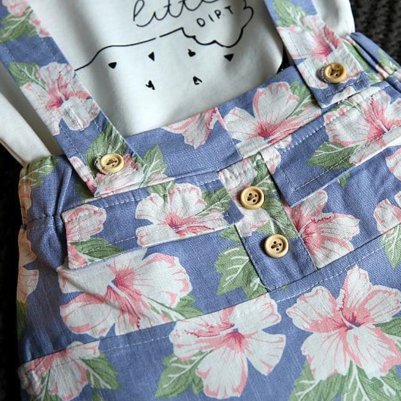 [363133] - Setelan Kaos Suspender Import Fashion Anak Perempuan - Motif Watermelon &amp; Flowers
