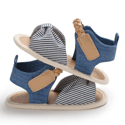 [105280-BLUE STRIPE] - Sepatu Sandal Bayi Prewalker Import - Motif Classic Stripes
