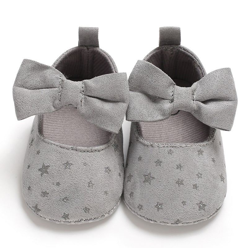 [105303-GRAY] - Sepatu Bayi Slip On Prewalker 3D Import - Motif Star Ribbon