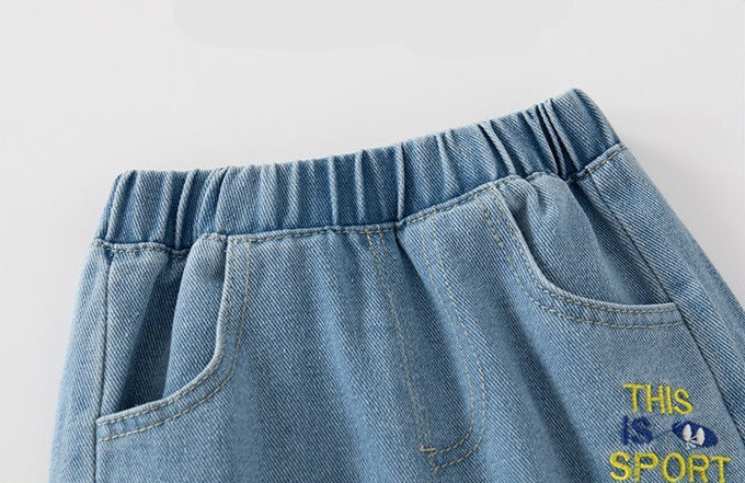 [513647] - Bawahan Celana Panjang Jogger Jeans Import Anak Laki-Laki - Motif Pictorial Writing
