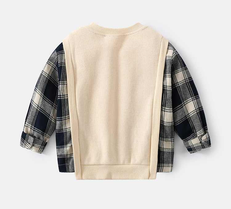 [513421] - Atasan Import Sweater Mix Kemeja Anak - Motif Middle Gentlemen