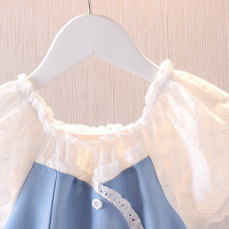 [352328] - Dress Mini Import Lengan Pendek Anak Perempuan - Motif Long Lace