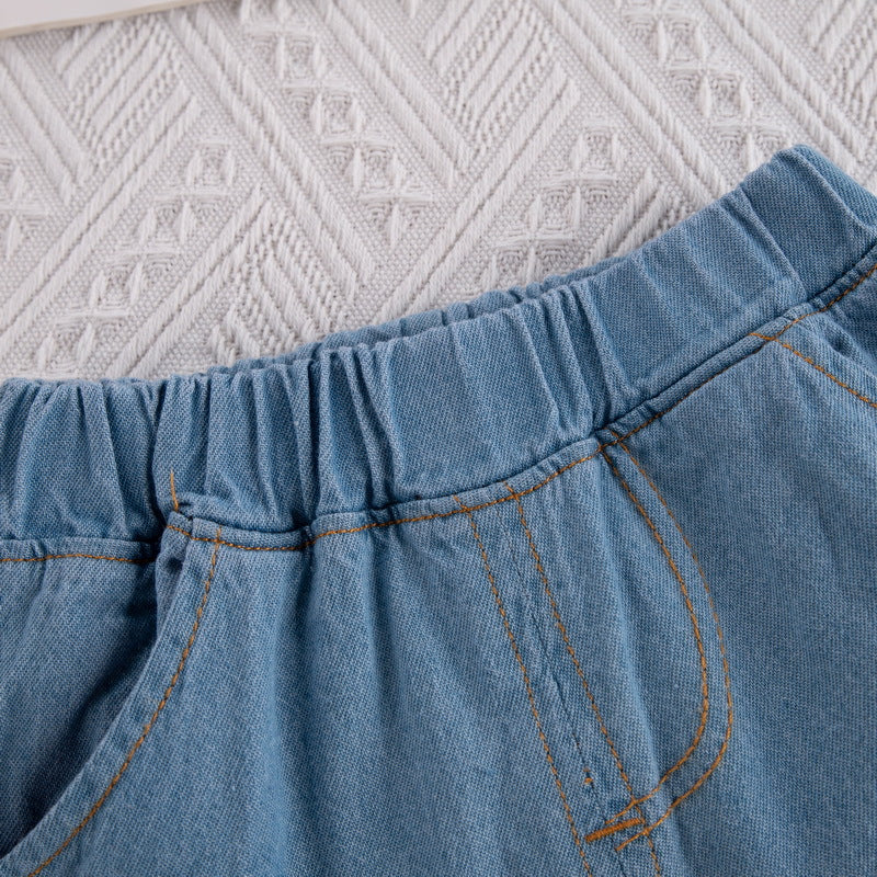 [345364] - Setelan Kaos 3D Celana Pendek Jeans Sobek Import Anak Laki-Laki - Motif Good Vibes