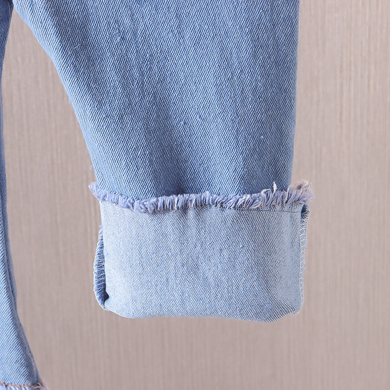 [352355] - Celana Panjang Jeans Cutbray Rawis Import Anak Perempuan - Motif Small Pearl
