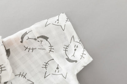 [345379] - Setelan Kemeja Celana Pendek Chino Import Anak Laki-Laki - Motif Spotted Cat