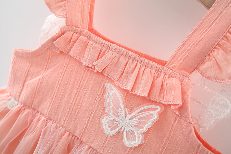 [340270] - Dress 3D Kupu-Kupu Lengan Kutung Import Anak Perempuan - Motif Butterfly Wings