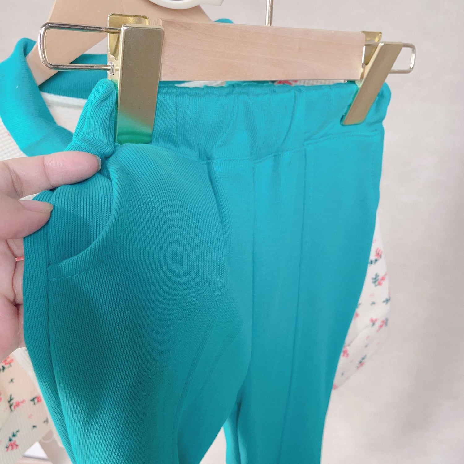 [363579] - Setelan Blouse Kerah Polo Celana Kulot Import Anak Perempuan - Motif Little Plant