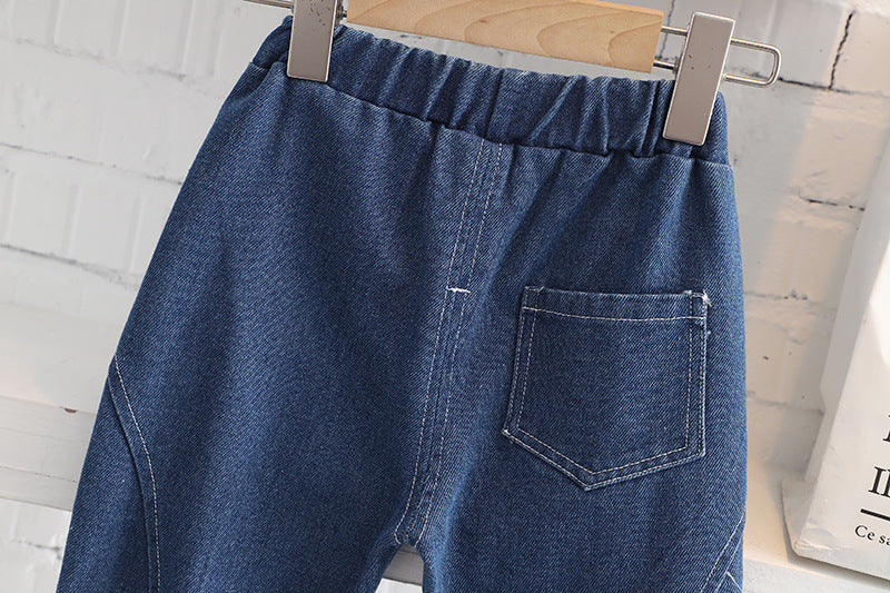 [345357] - Setelan Kemeja Sweater Rajut Celana Jeans Import Anak Laki-Laki - Motif Neat Stripped