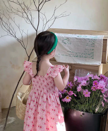 [507645] - Dress Lengan Kutung Import Anak Perempuan - Motif Rubber Flower