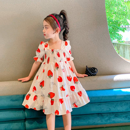 [507278] - Dress Fashion Anak Perempuan Import - Motif Strawberry