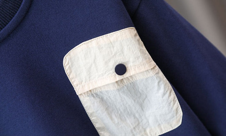 [119361] - Atasan Sweater Crewneck Lengan Panjang Import Anak Cowok - Motif Clear Pocket