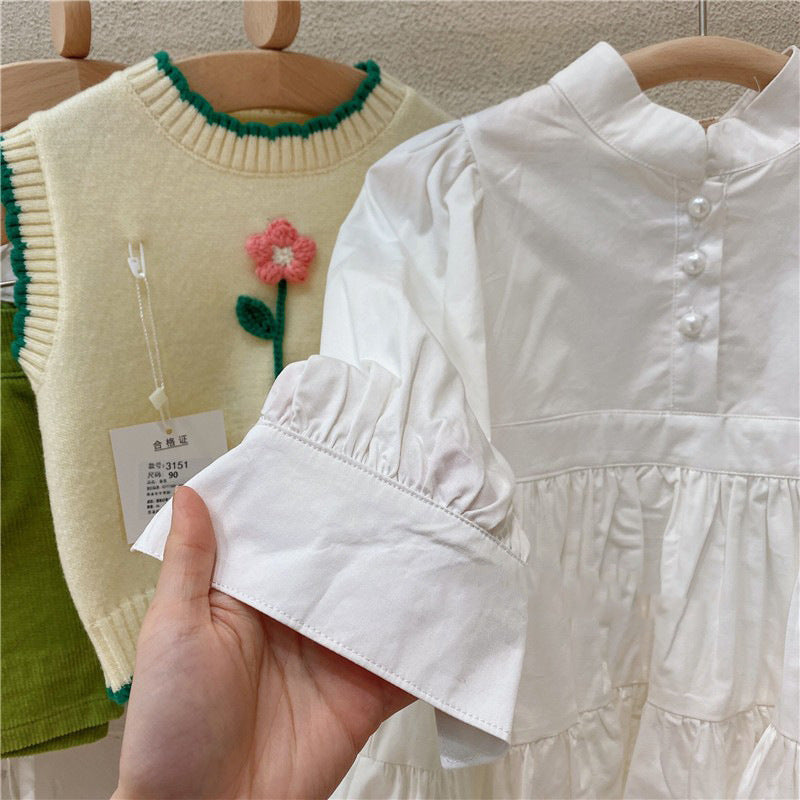 [363550] - Setelan Dress Rompi Import Anak Perempuan - Motif Plain Lines