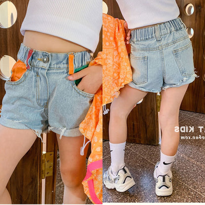 [507311] - Celana Pendek Fashion Anak Perempuan Import - Motif Denim Jeans