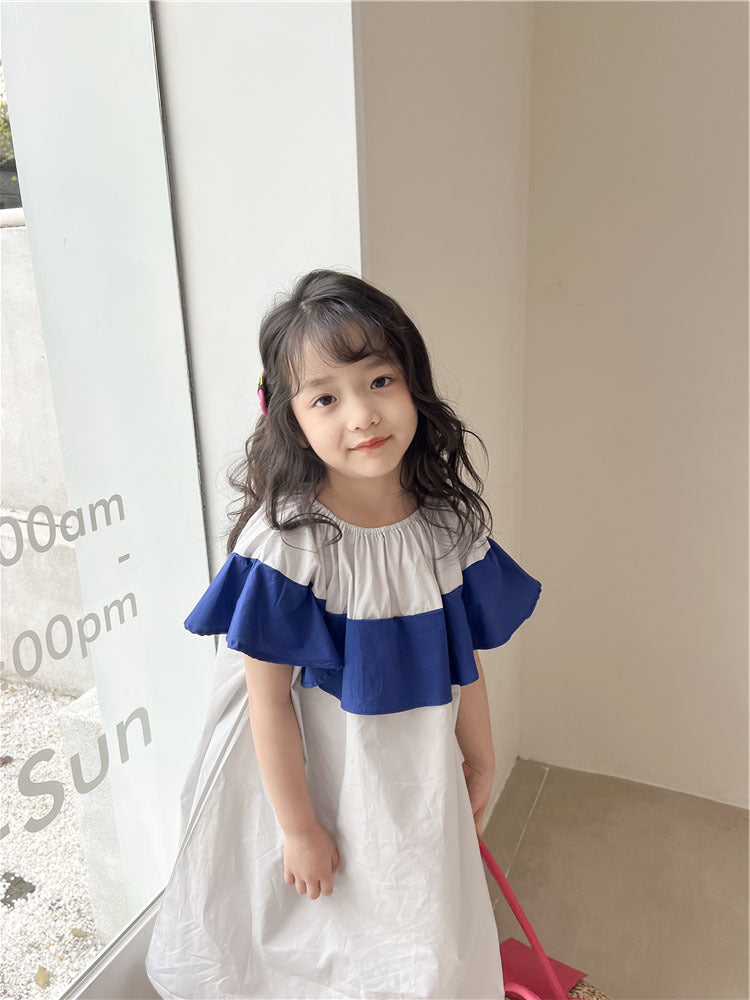 [507655] - Dress Lengan Kutung Import Anak Perempuan - Motif Horizon Color