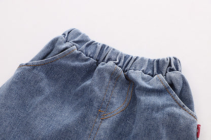 [345313] - Setelan 3 in 1 Kaos Jaket Cardigan Celana Jeans Sobek Anak Laki-Laki - Motif Smile Bear