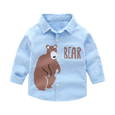 [513473] - Baju Atasan Import Kemeja Anak - Motif Fierce Bear