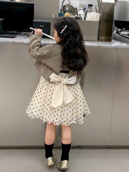 [363582] - Setelan Dress Mini Blazer Import Anak Perempuan - Motif Casual Polka