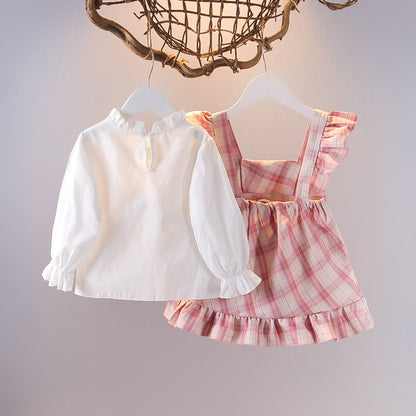 [352322] - Setelan Mini Dress Overall Import Anak Perempuan - Motif Cool Casual