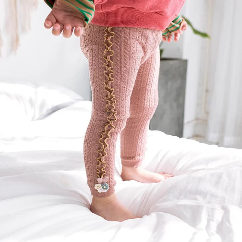 [375127-BLACK] - Celana Legging 3D Anak Perempuan Import - Motif Little Rabbit