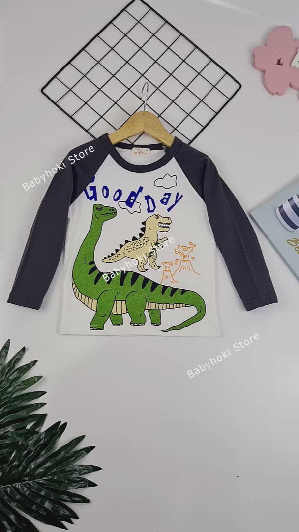 [370200-DAY] - Atasan Kaos Trendi Anak Import - Motif Dino Good Day
