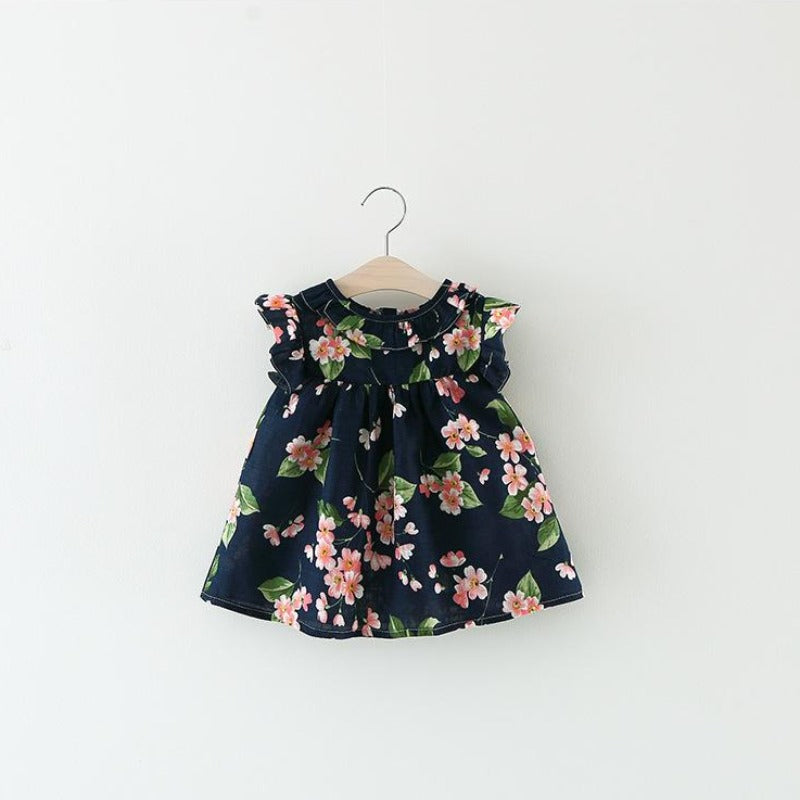 [363109-NAVY] - Atasan Blouse Import Fashion Trend Anak Perempuan - Motif Blooming Flower